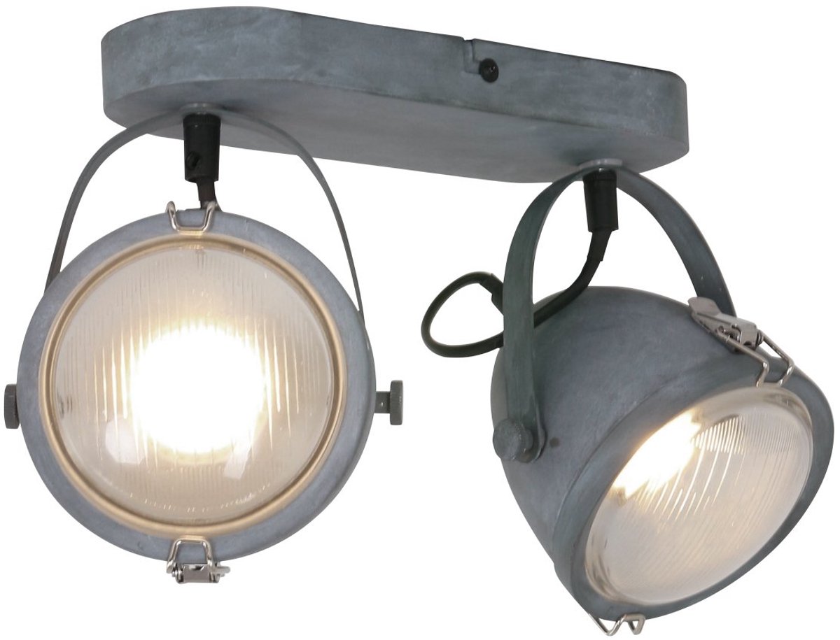 Plafondspot Mexlite Paco 1312GR Grijs - Draaibaar & Kantelbaar - Metaal & Glas - 31 cm x 11,5 cm - Inclusief Lichtbronnen