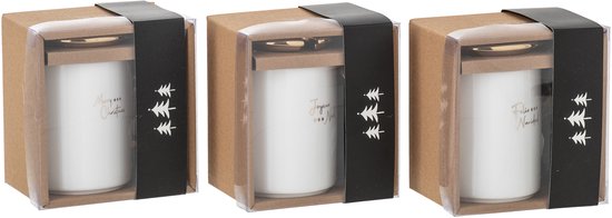 J-Line mok + lepel Kerst - keramiek - wit/goud - 3 stuks van J-Line — afbeelding 2