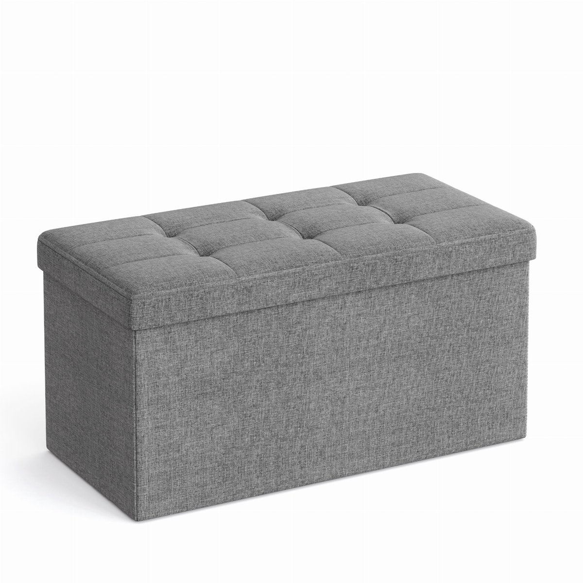Opvouwbare opbergpoef – Lichtgrijs – 76 x 38 x 38 cm – 89L opbergruimte – Belastbaar tot 300 kg