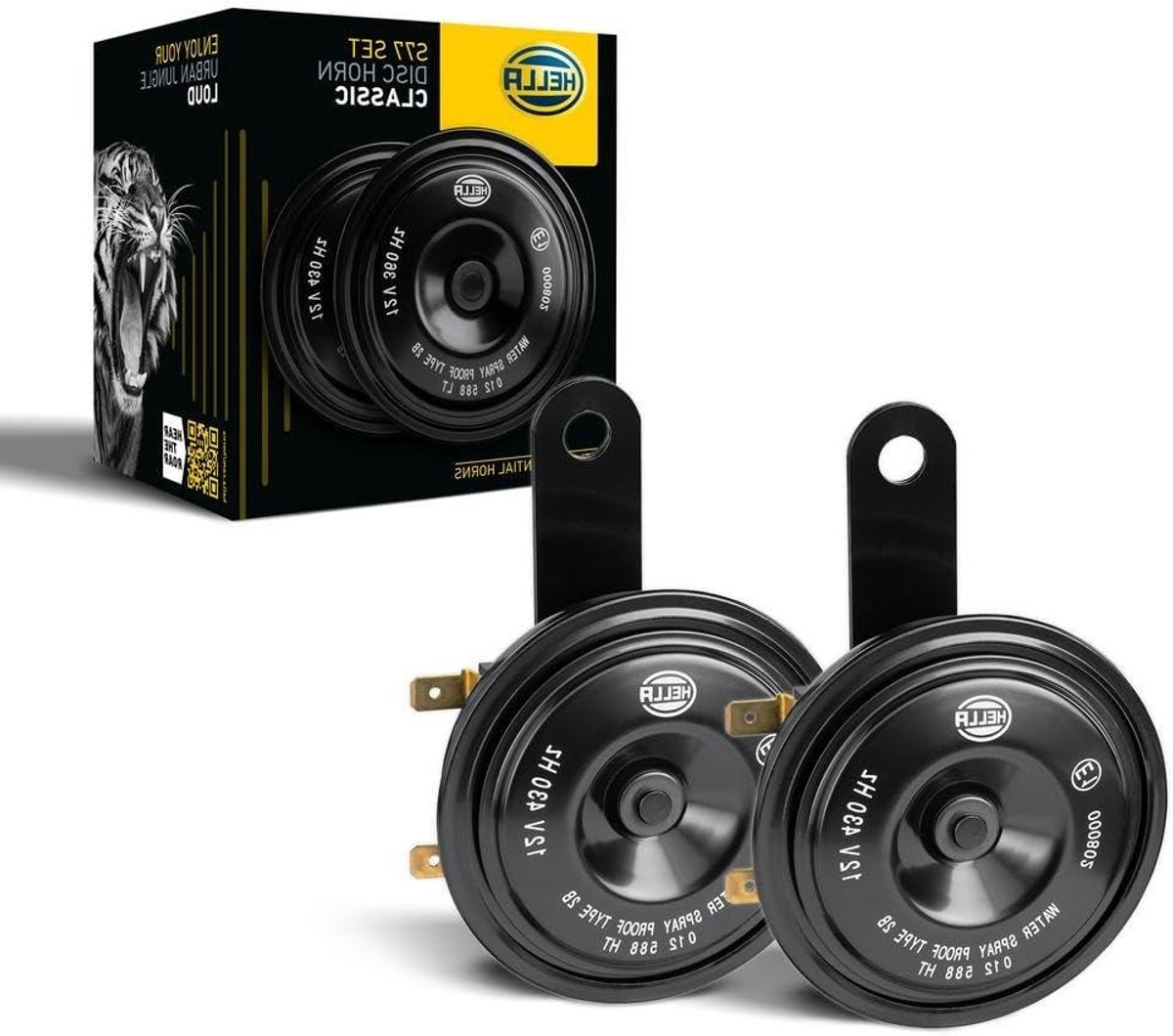 Schijf Claxon Kit - Auto Hoorn - Verkeersveiligheid Vergroten - Universele Pasvorm - 77mm 12V - Zwart