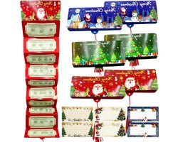 Geldcadeau Kerst - Cadeauhouder Envelop - Cadeaubonnen Geven - 10 Vakken Ontwerp - 18 cm Lang - Rood