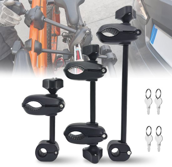 Framehouder fietsendrager set – 3 stuks – afsluitbaar – verstelbaar 30-60 mm – met antikras bescherming – voor meerdere fietsen