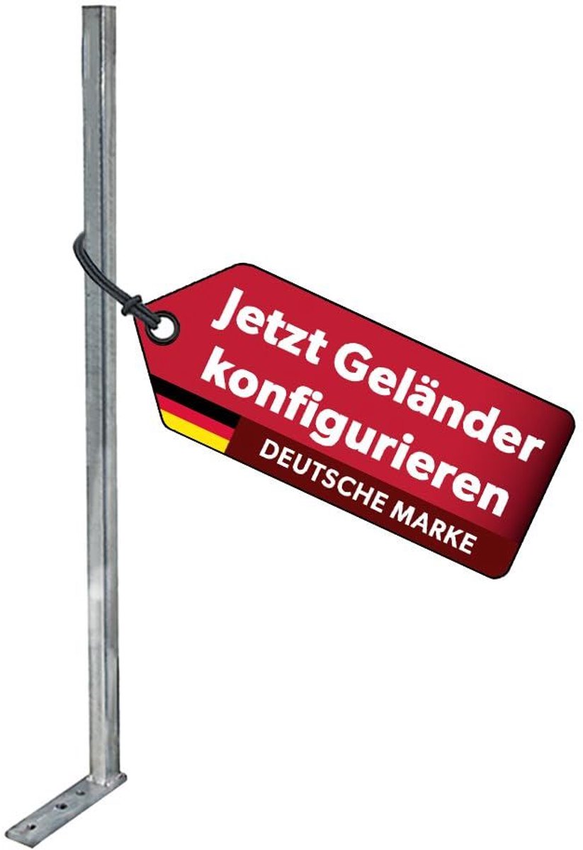 Universele schroefpaal | 30 x 30 mm vierkant | weerbestendige leuningpaal, 95 cm lang | thermisch verzinkt staal