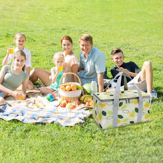 Geïsoleerde Picknicktas - Opvouwbare Koeltas Met Ritssluiting - Herbruikbaar - Voor Warm En Koud - Draagbaar Voor Buitengebruik - Afmeting 35x20x20 Cm — afbeelding 2