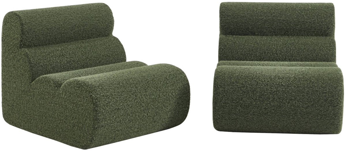 sweeek Set van 2 stoffen fauteuils effect alpaca 1 zitplaats - nova Kaki