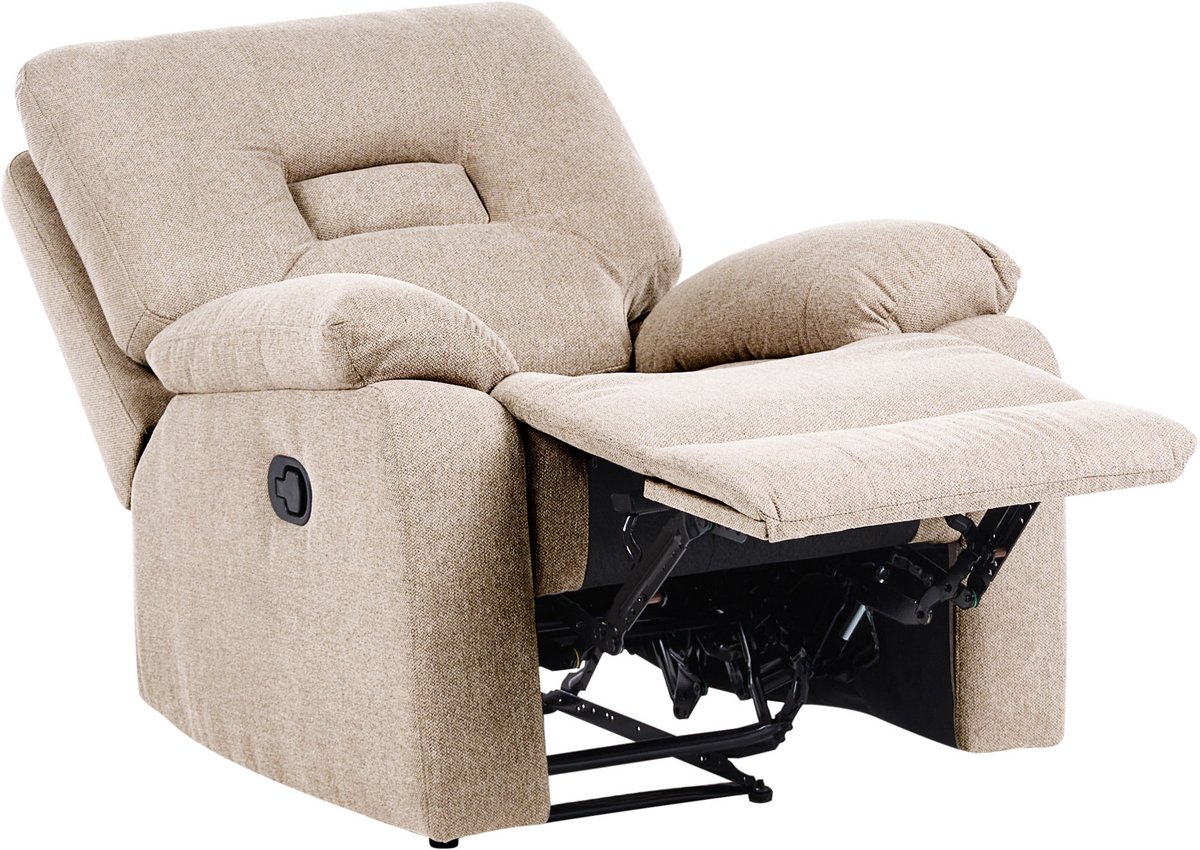 BERGEN - Fauteuil handmatig verstelbaar - Beige - Polyester
