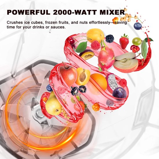 Seth Select Blender 2000W - 2L Smoothie Blender met Timer - IJskracht Mixer & Juicer - BPA-vrij - Professionele Keukenmachine — afbeelding 4