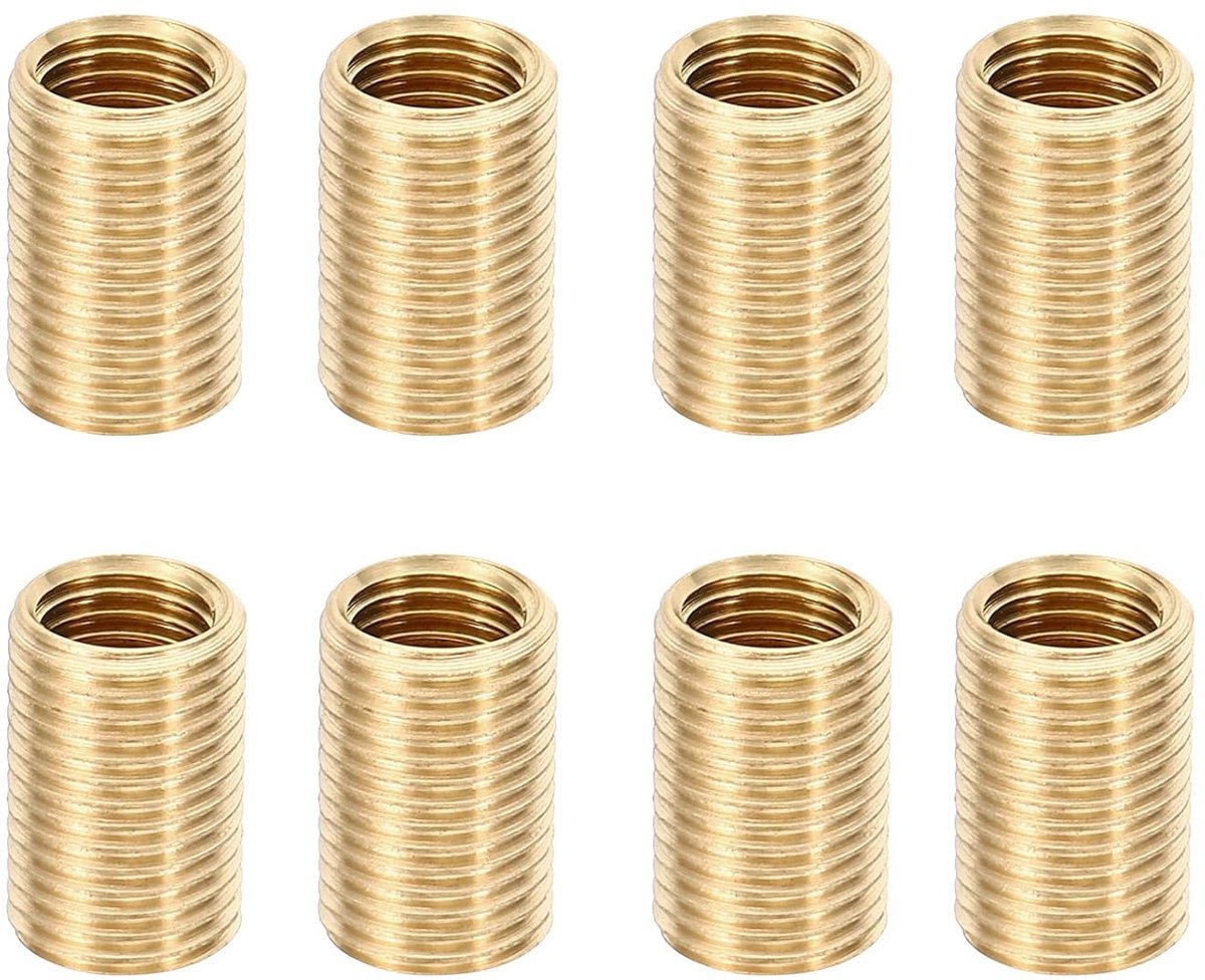 M10 x M8 x 15mm Messing Draadmoeren - 8pcs Man naar Vrouw Fijn Draad Mof Reducer Moer Adapter Verkleinende Schroefmoffen