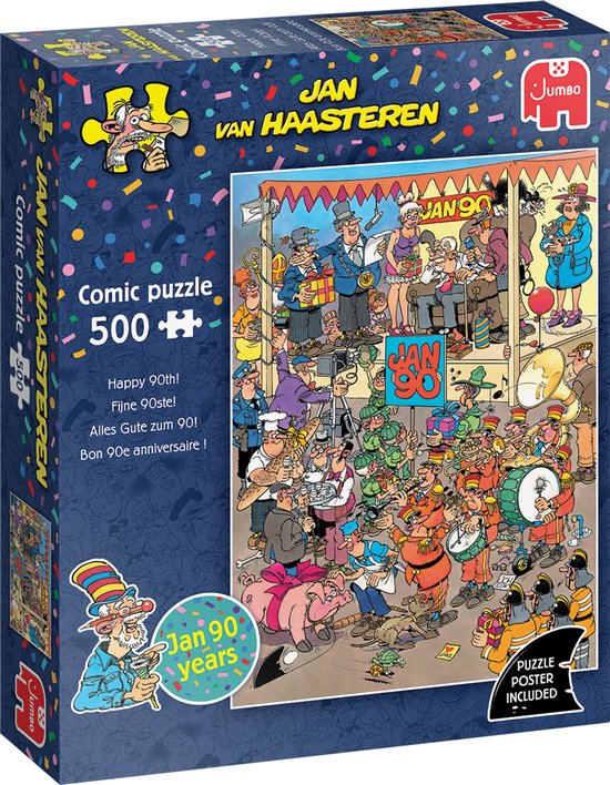 Jan van Haasteren - Fijne 90ste! - 500 stukjes puzzel - Legpuzzel volwassenen