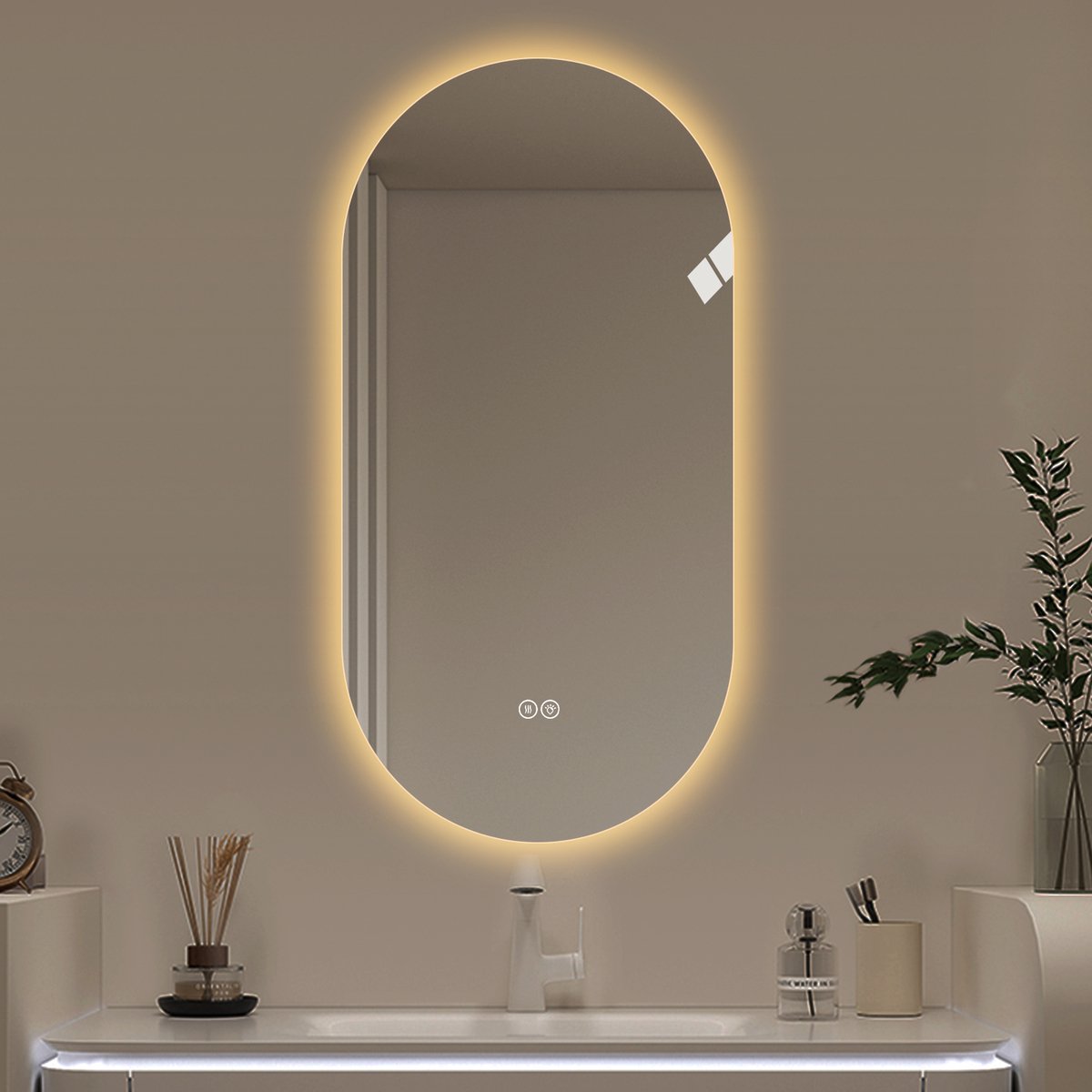 VVBV LED Badkamerspiegel 60x120 cm - LED-Verlichting, Anti-condens, Wandmontage - Voor Badkamer