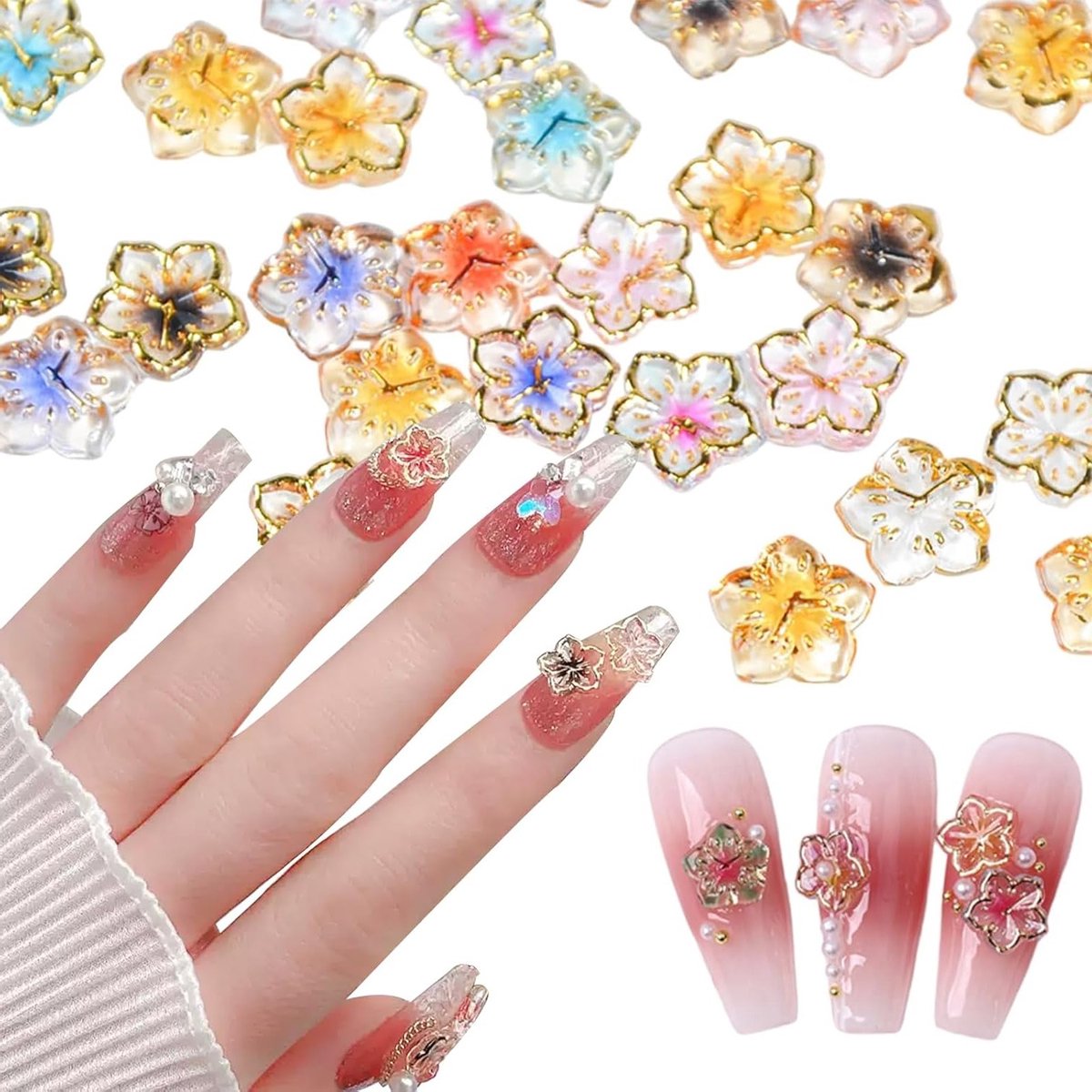 100 Stuks 3D Nagelstickers met Bloemen en Henna voor DIY Nagelkunst en Acrylnagels