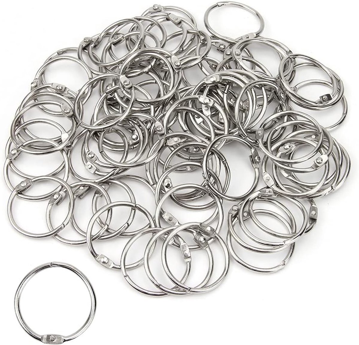100 Stuks Bladbinders met 30mm Binnen Diameter, Ideaal voor Sleutelhangers en Organisatie