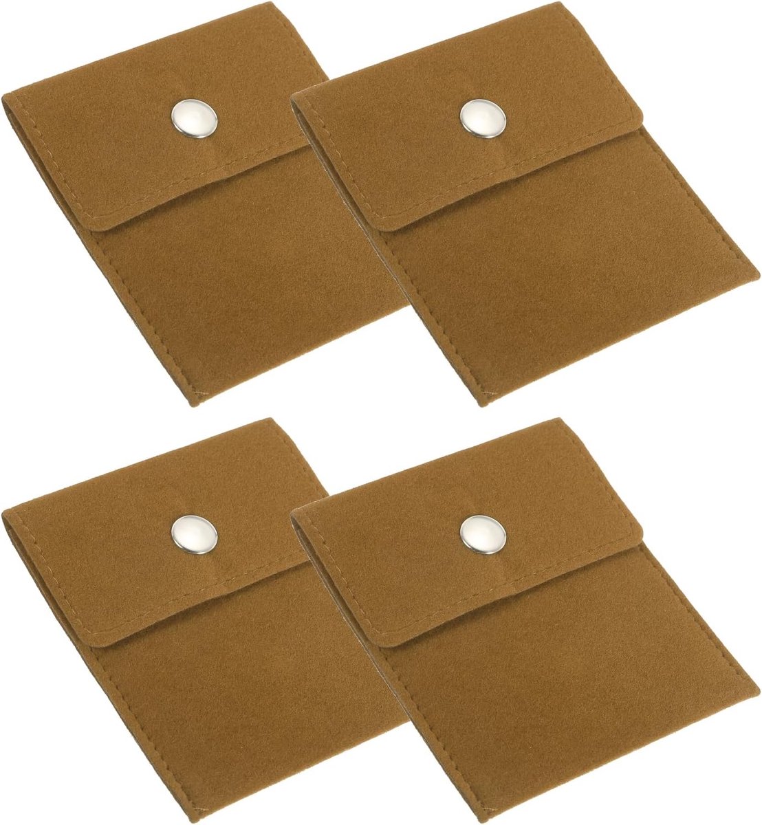 3.5x4 inch Jewelry Pouch - 4 Pack Velvet Pouches - Snap Button Portable Storage Bag voor Sieraden - voor Oorbellen, Armbanden, Kettingen, Ringen en Horloge - Geel