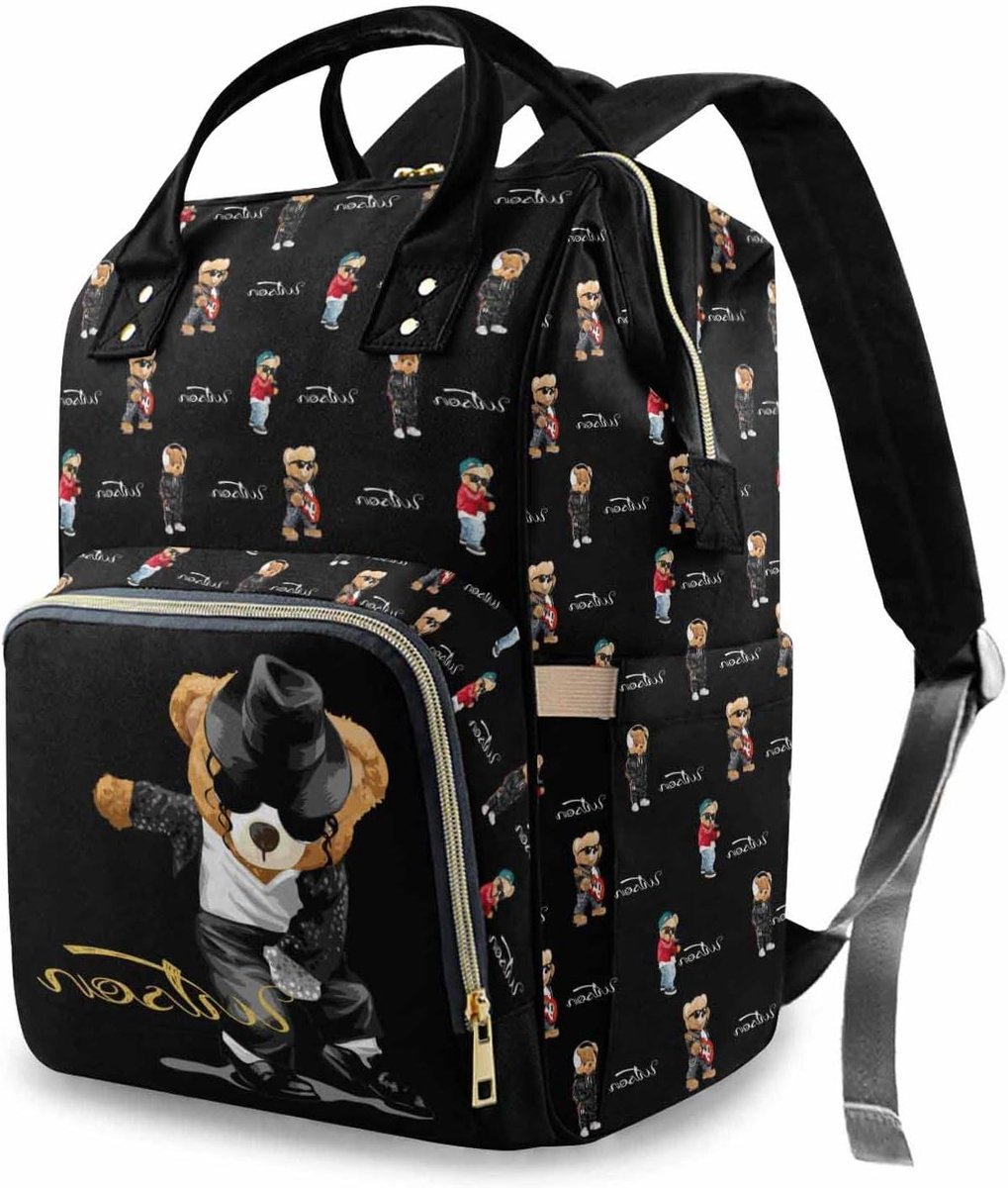 Luiertas Rugzak - Baby Organizer - Baby Verzorging - Aanpasbare Naam - 38 x 27 cm - Grijs