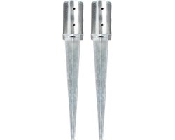 Grondpennen & Grondankers - Set van 2 stuks - Ø 8 x 61 cm - Gegalvaniseerd Staal - Slaganker met Speerpunt - Voor Tuinhekken, Bogen & Palen - Roestvrij