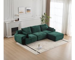 Multifunctionele Corduroy Slaapbank – Opvouwbaar met 2 Armleuningen – 4-in-1 Design – Geschikt voor 3 Personen – Flexibele Opstelling – Te Gebruiken als Logeerbed, Bank en Ligstoel – Woonkamer/Slaapkamer – Groen