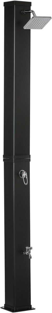Killogood Zonnedouche - 360° draaibare douchekop - voetdouche - waterverwarming tot 60° C - zwart - 19 x 20 x 217 cm