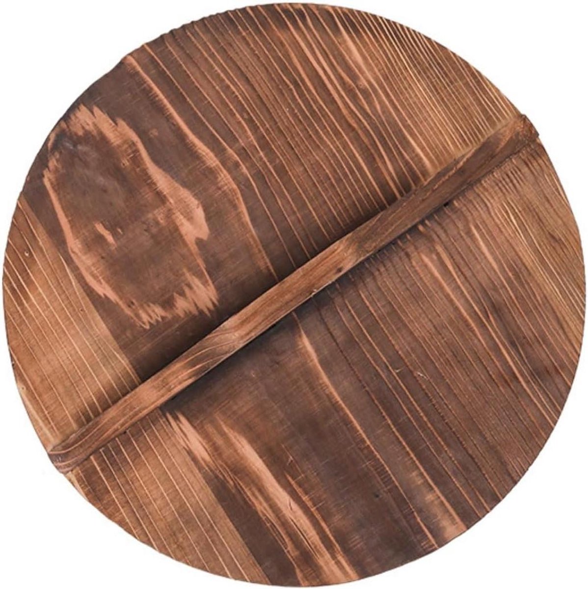 Houten Wokdeksel - Kookdeksel Pan - Roerbakken Koken - Natuurlijk Hout Materiaal - 32 cm - Gecarboniseerd