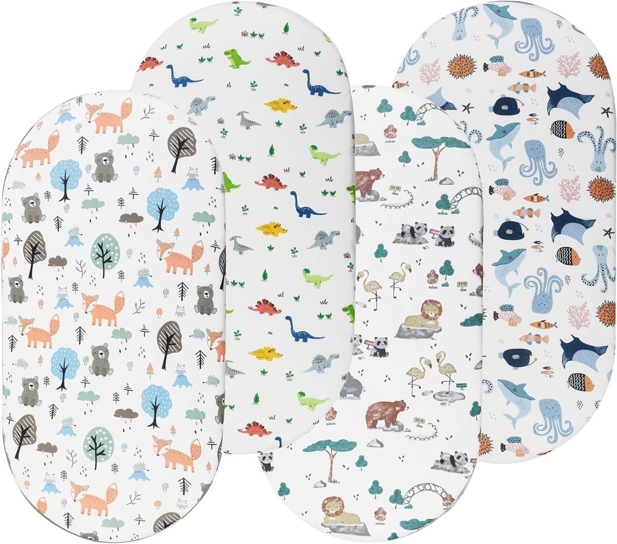 Wieg Hoeslakens - Baby lakens - Comfortabel slapen - Rekbare gebreide stof - 4 stuks - Dierenprint