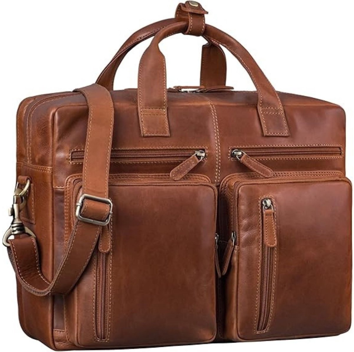 Leren Laptoptas - Laptoptas - Leren Tas - Luxe Leren Laptoptas - Werktas - Schoudertas - Business Tas - Leren Business Tas - 17+ inch - Bruin - van Imperatoris
