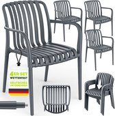 tillvex® Chaises de jardin Lot de 4 Empilables Résistantes aux intempéries avec accoudoirs | Chaises d'extérieur jusqu'à 120 kg | Chaises de jardin d'extérieur | Chaise de terrasse Meubles de jardin Balcon Jardin Terrasse