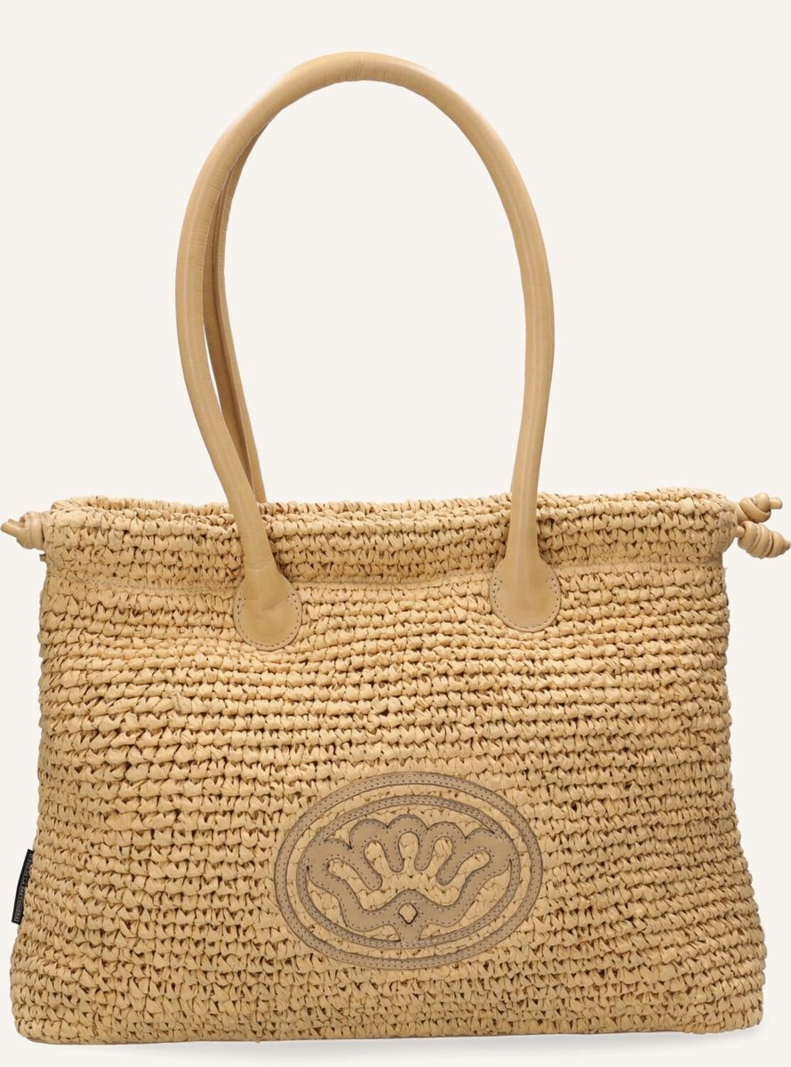 Fred De La Bretoniere Frida Handbag Raffia Handtassen Dames - Beige - Maat ONESIZE