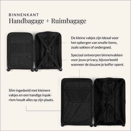 SUITSUIT Kofferset - Handbagage Koffer - Reiskoffer Groot - Kofferset 2 delig - TSA Slot - Lichtgewicht - Caretta Shadow Black