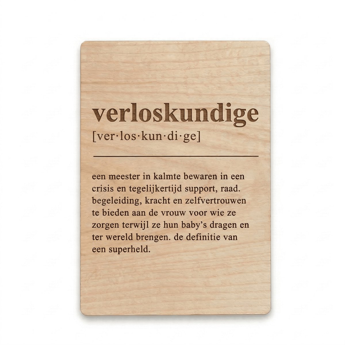 Mikki Joan - Verloskundige bedankje - Houten bedank kaartje - Triplex - Gelaserd - 14,8 x 10,5 cm