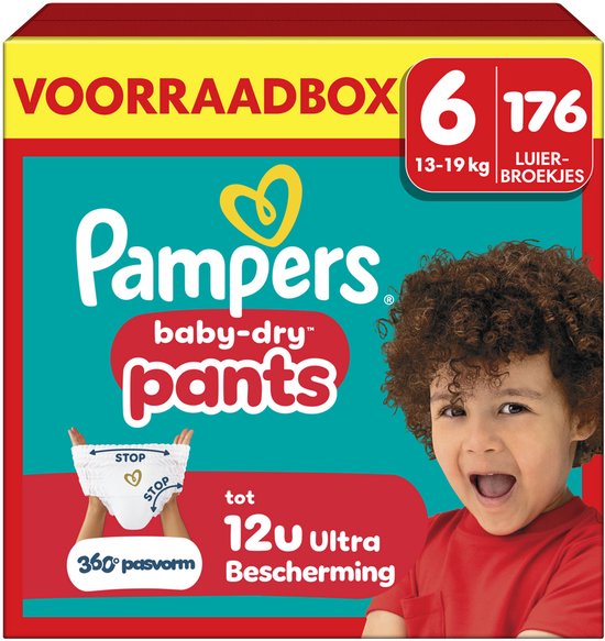 Pampers Baby-Dry Pants Maat 6 - 176 Luierbroekjes - 13kg-19kg - Voorraadbox