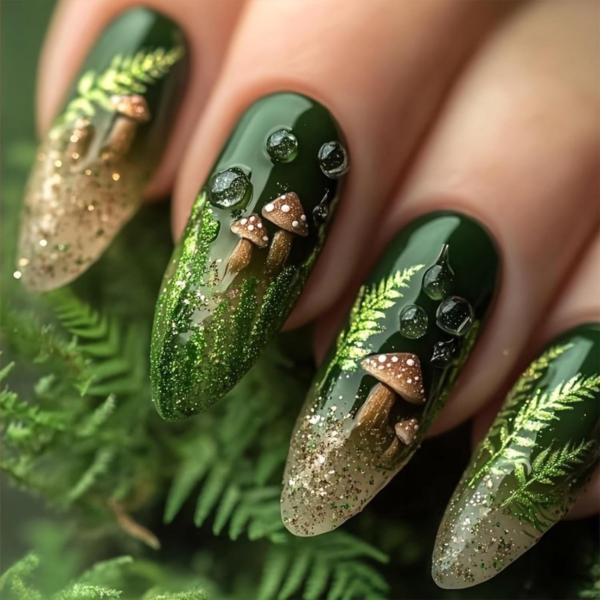 aladdien - Groene Glanzende Kunstnagels - Amandelvormige Kunstnagels - Uniek Design - Medium Formaat - Eenvoudige Applicatie - Geschikt voor Manicur..