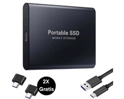 Portable SSD – Externe SSD - 1TB opslag – Zwarte SSD – inclusief USB C kabel – USB 3.1 – draagbare SSD – SSD harde schijf – externe harde schijf 1TB – SSD voor laptop – geschikt voor Windows, Mac en Android