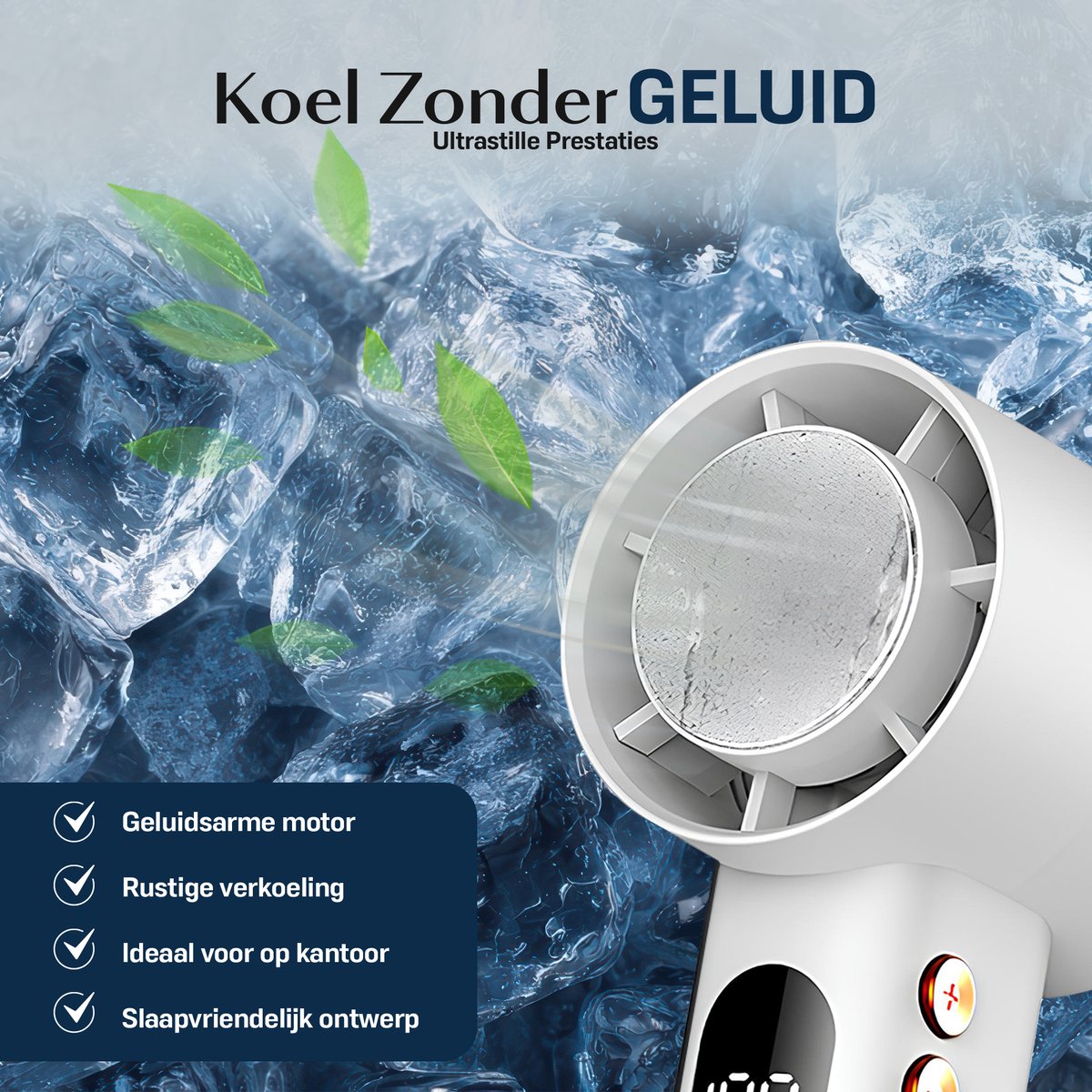 M&W® Mini Ventilator Draagbaar – Handventilator met IJs Koeling – Oplaadbaar USB (3000 mAh) – Stil & Krachtig – 3 Standen – Compacte Zakventilator voor Reizen, Festival, Kantoor & Thuis — afbeelding 4