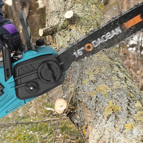 Trexxo - kettingzaag - kettingzaag accu - 16 inch borstel loze elektrische kettingzaag - automatische oliespuit - twee 21V-batterijen — afbeelding 5