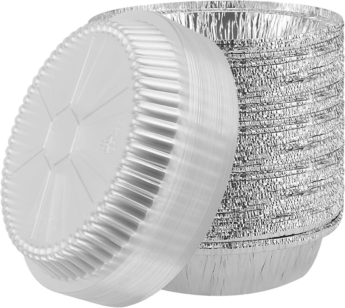 40 Stuks 7 Inch Ronde Aluminium Bakvormen met Deksel, Ideaal voor Taarten, Maaltijdvoorbereiding en Afhaalmaaltijden, Oven- en Vriesbestendig