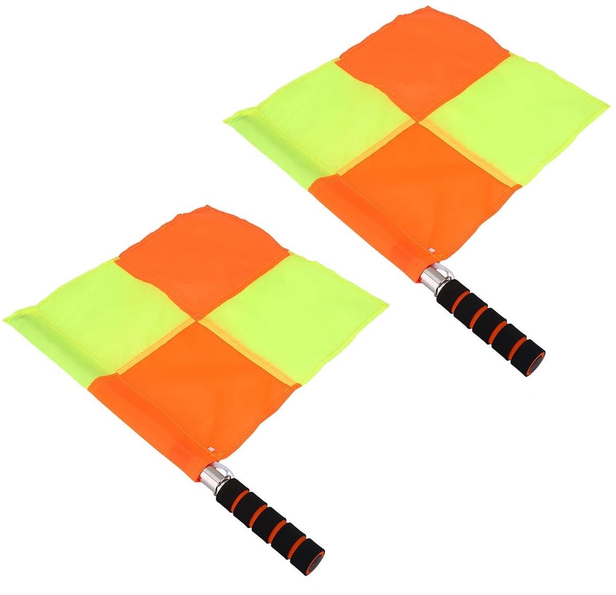 Dailygoods- Grensrechter Vlaggen - 2 Stuks - Duurzaam Waterdicht Materiaal - Roestvrij Stalen Staven - Sponshandvat - Opbergtas voor Sport - Scheidsrechtersvlag