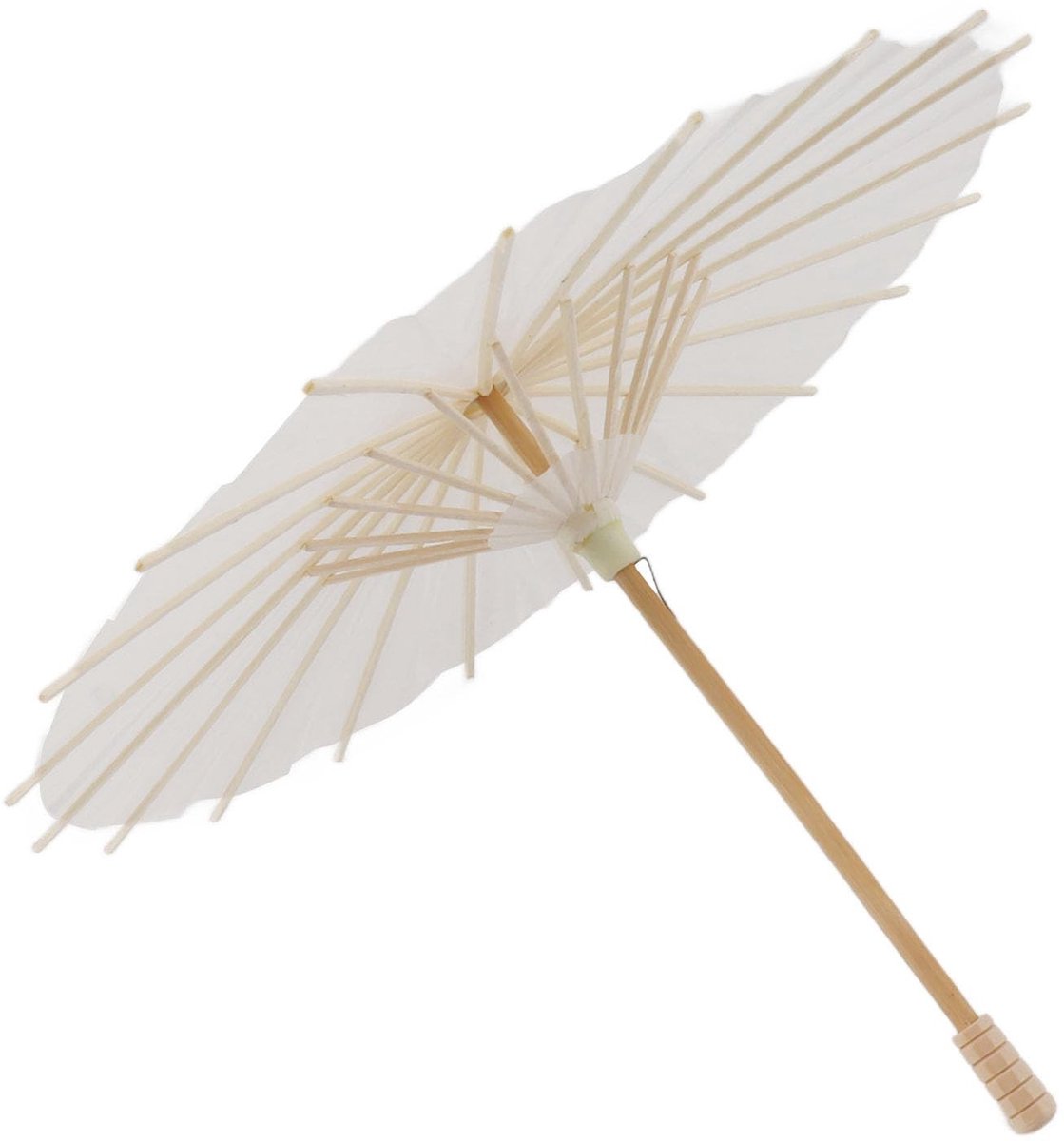 Dailygoods- Papieren Parasol Wit - Houten Parasolbotten - Kunstdecoratie - Fotografie Rekwisieten - Romantisch en Elegant - 28CM - Paraplu