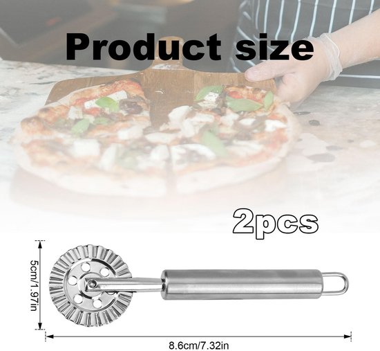 2Pcs Ravioli Cutter Wheel - Rvs Deegsnijder - Pasta Crimping Wheel - Bakgereedschap Voor Thuis Keuken van Merkloos — afbeelding 5