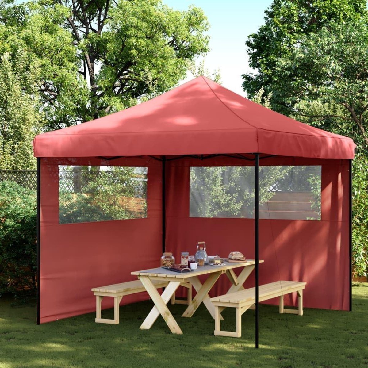 Vouwpaviljoen Feestjes - Partytent Tuin - Buiten Evenementen - Waterdicht Oxford Weefsel - 292 x 292 cm - Bordeaux Zwart