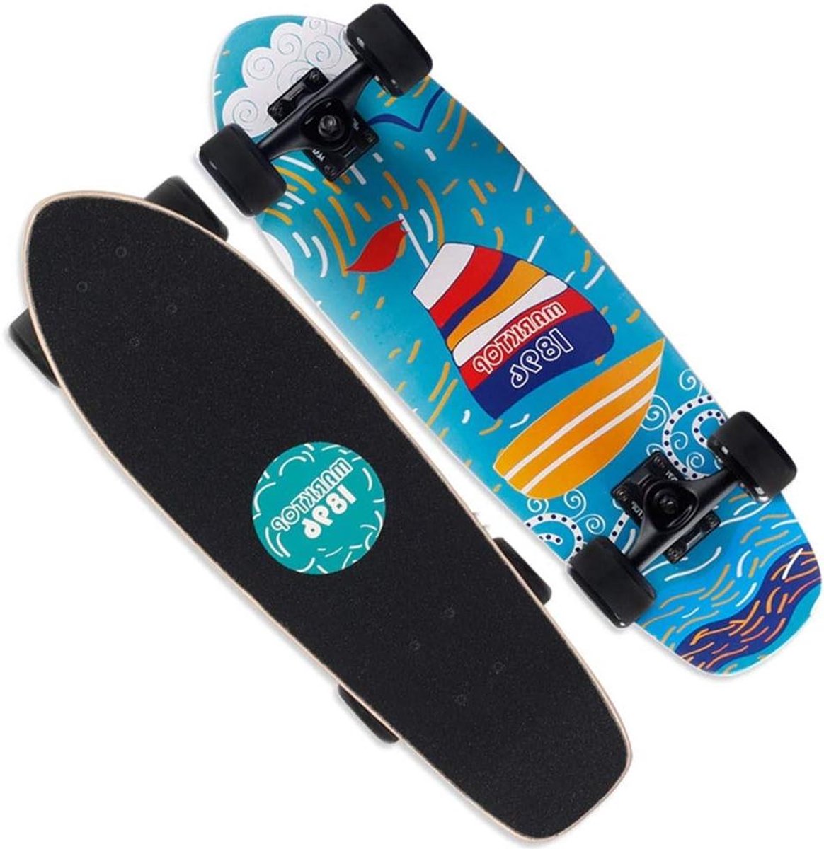 Street Skateboard Beginners Board Straat Cruisen U-vormige Dubbele Curve 68.5x20x13cm Set Zeil