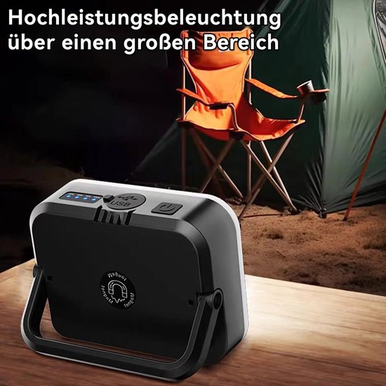 Multifunctionele, verstelbare lamp – een oplaadbare campinglamp met haken en magneten, waterdicht en ideaal voor kamperen en noodgevallen. — afbeelding 2