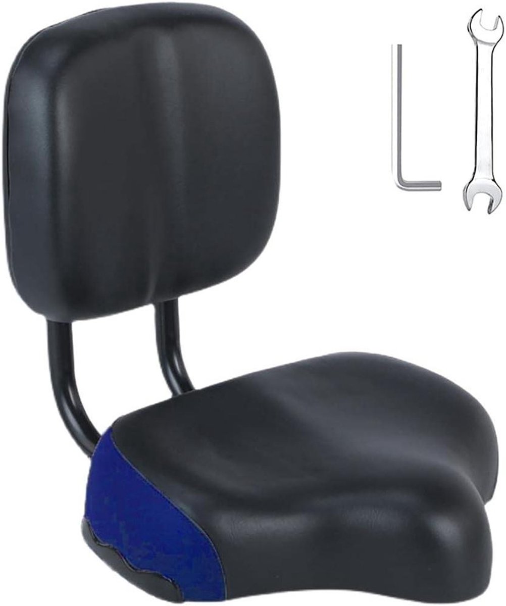 Fietszadel met rugleuning - Comfortabel zadel - Fietsen verbeteren - Extra brede vulling - Groot formaat - Blauw