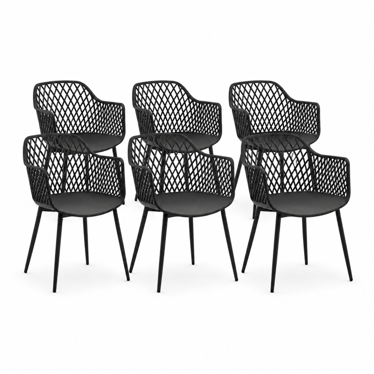 DS4U® - Niall tuinstoel - Set van 6 - Zwart - Kunststof - Kuipstoel