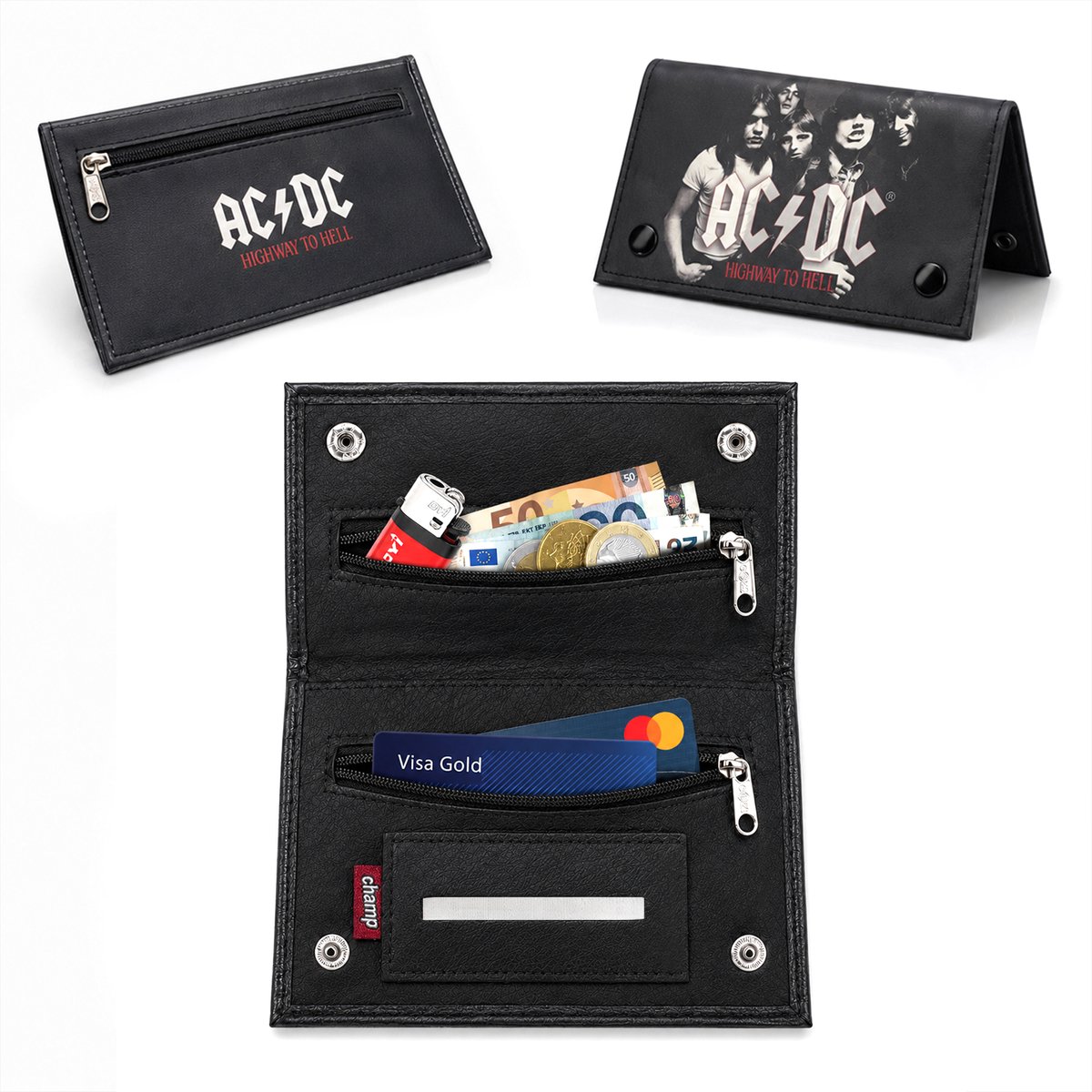 AC/DC Shag Etui - Tabak Etui - Kunstleer - 4 Vakken - Unisex - Wit