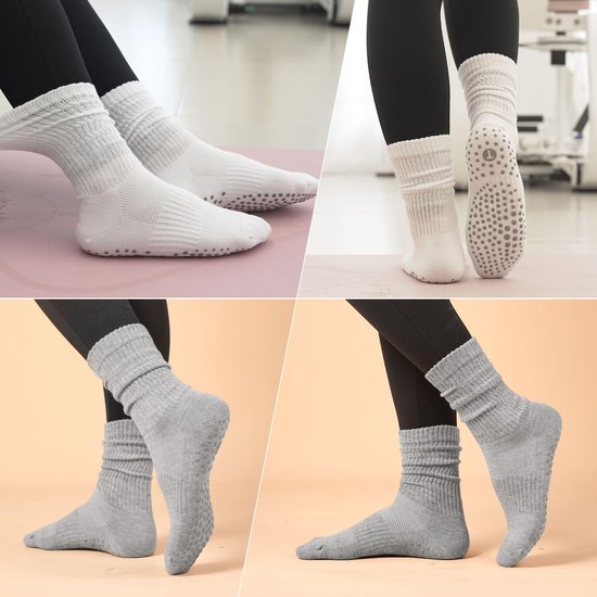 4 stuks - Yoga Sokken - Yoga Sokken Antislip - Pilates Sokken Antislip - dun elastisch materiaal - Antislip binnensokken voor Yoga Pilates Ballerina Ballet - (2 wit + 2 zwart) — afbeelding 4