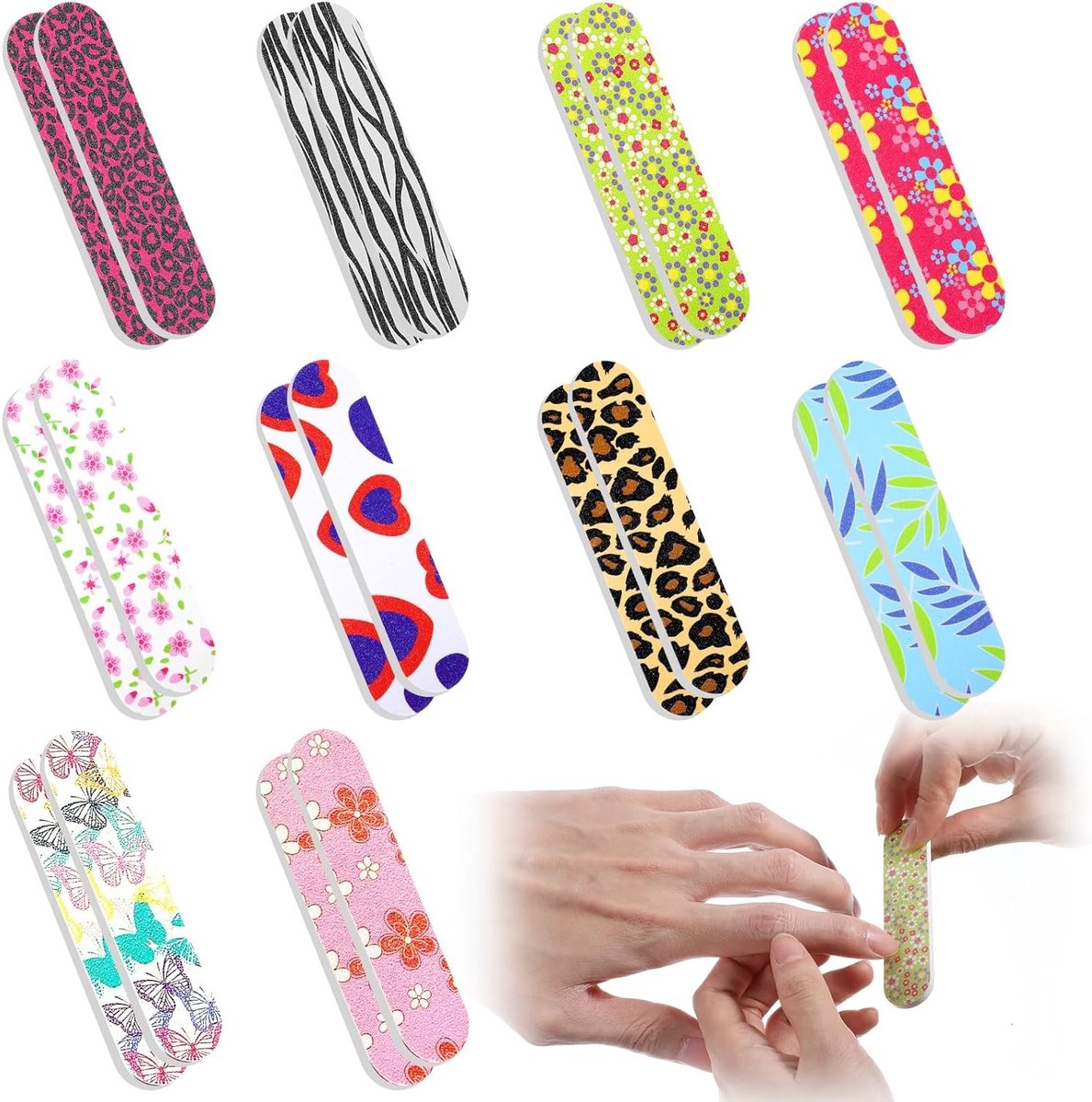 Set van 20 Mini Vijlens voor Nagels - Dubbelzijdige Professionele Acryl en Natuurlijke Nagelkunst Gereedschap