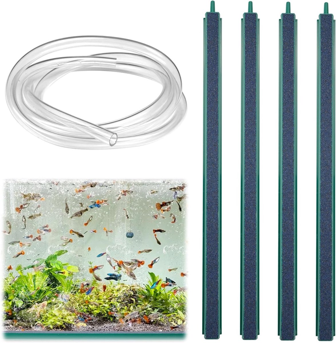 30 cm Aquarium Luchtsteen Set van 4, Lucht Diffuser voor Zuurstof, Bubbels en Beluchting in Aquaria