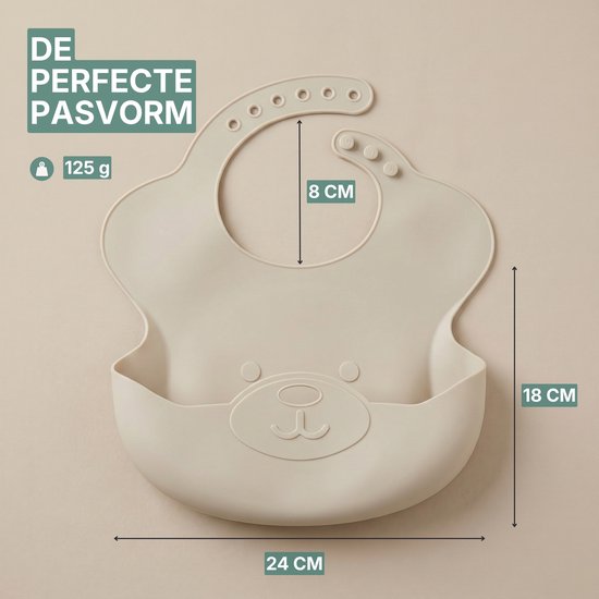 Broemba Siliconen Slabbetjes met Opvangbak - Set van 2 Stuks - Slabber voor Baby - Opvouwbare Slab - Beige / Roze van Broemba — afbeelding 5