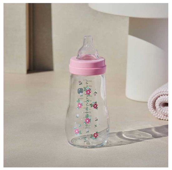 MAM-glazen fles - 260 ml - 0 tot 6 maanden - Speenstroom 2 - Roze — afbeelding 2