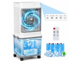 Rosnek 4-in-1 Mobiele Airco Zonder Afvoerslang & Luchtkoeler - XXL 32L Watertank - Aircooler met Aromatherapie, Afstandsbediening & 4 Koelelementen - Stil (50dB) - Voor Woonkamer & Slaapkamer - Wit/Grijs