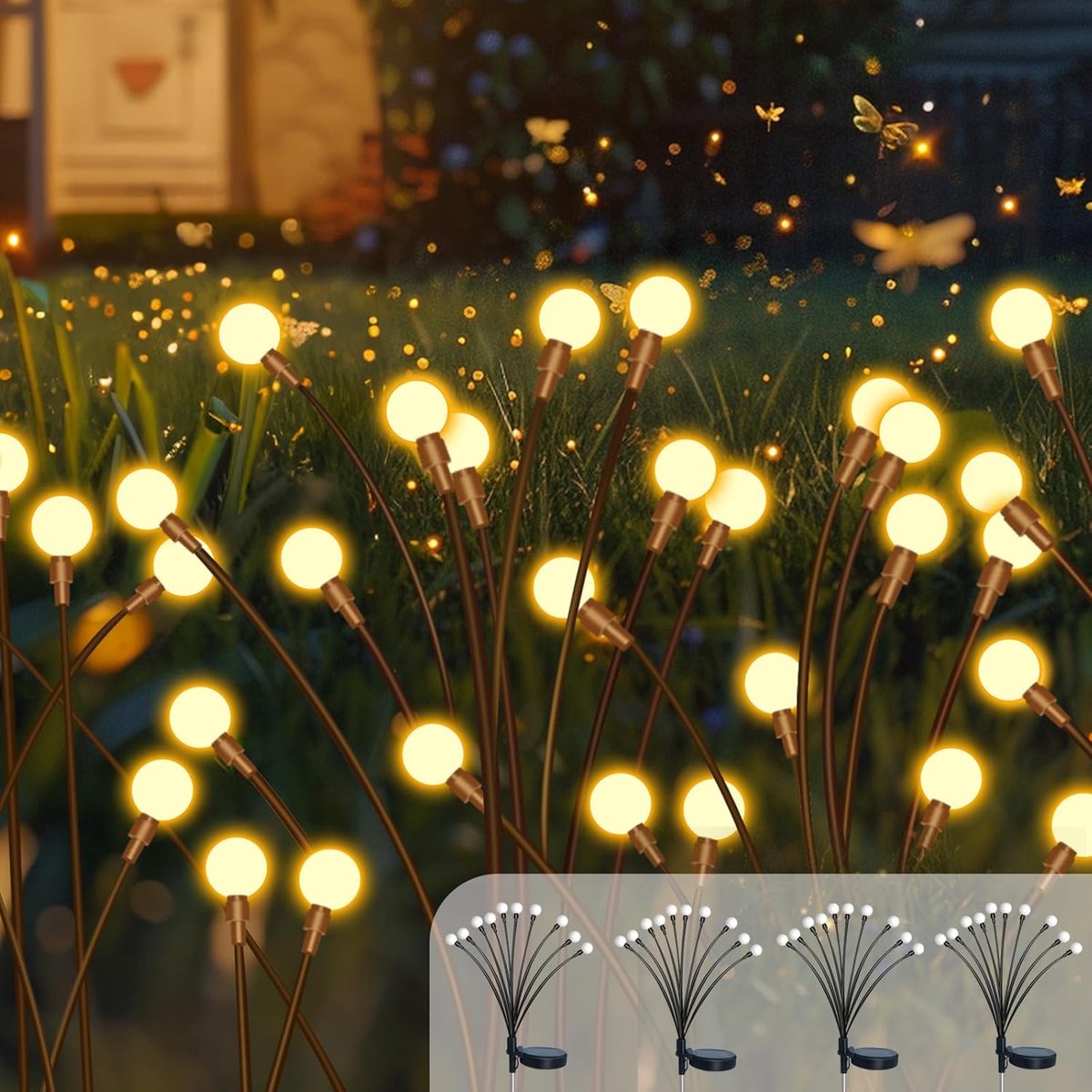 Solar Tuinverlichting Vuurvliegjes 12 Stuks – Zonne-Energie Tuinlampen met Bewegende LED's – Waterdichte Sfeerverlichting voor Tuin, Pad, Balkon & Oprit
